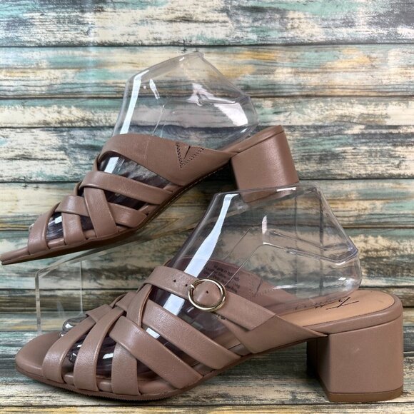 Trotters Lauri Slide Sandals Woven Taupe Leather Adjustable Strap Womens Size 9M - Picture 2 of 12